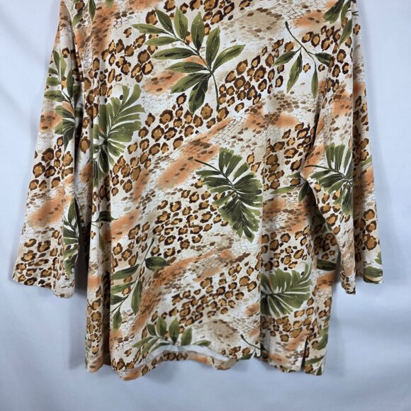 Alfred Dunner Top Tee Blue Women's Size Large Brown & Green Animal/Jungle Print - Picture 11 of 11